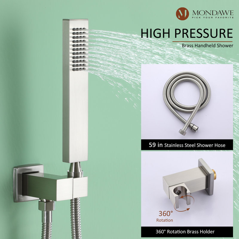 Robinet de douche Calder avec valve brute, Nickel brossé
