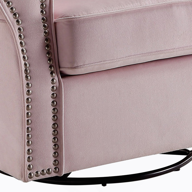 Fauteuil oscillant rose en tissu avec pivot