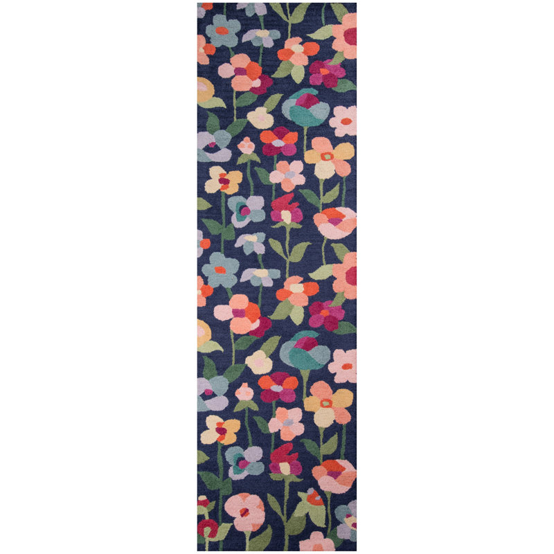 Brooklington Hand Hooked Wool Floral Indoor Rug, Runner 2'3" x 8'