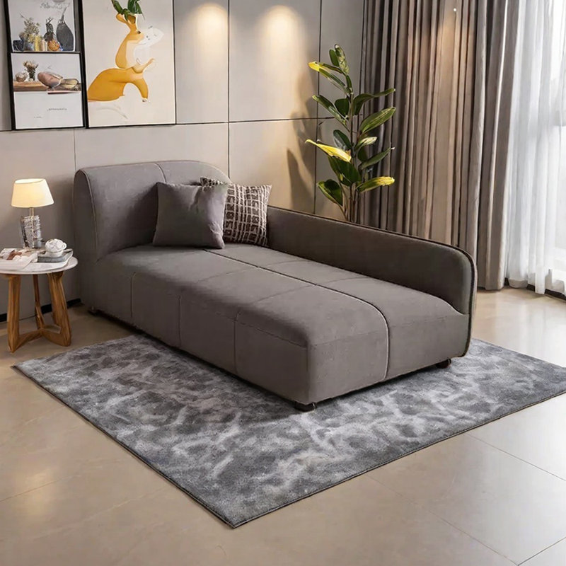 Méridiennes modernes et simples en flanelle, Orienté à gauche (vu de face), Gris foncé