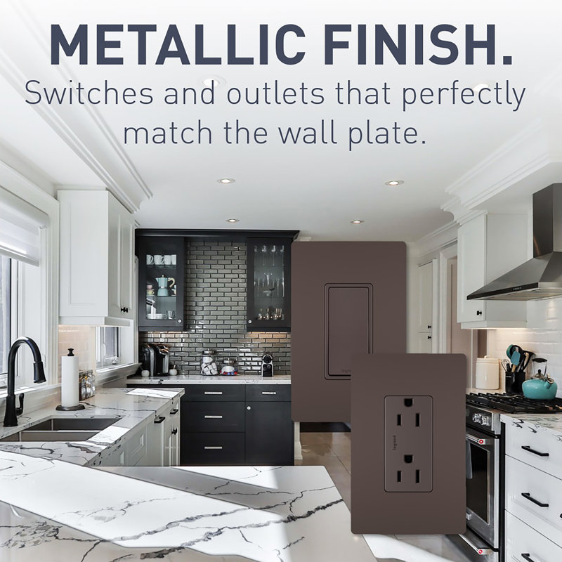 Radiant 6-Gang Decorator Rocker Screwless Wall Plate, Dark Bronze