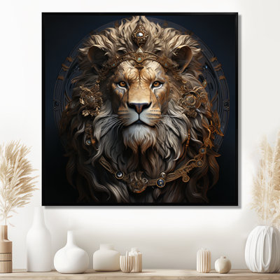 Crowned Lion In Majesty Portrait I - Lion Animal Wall Decor