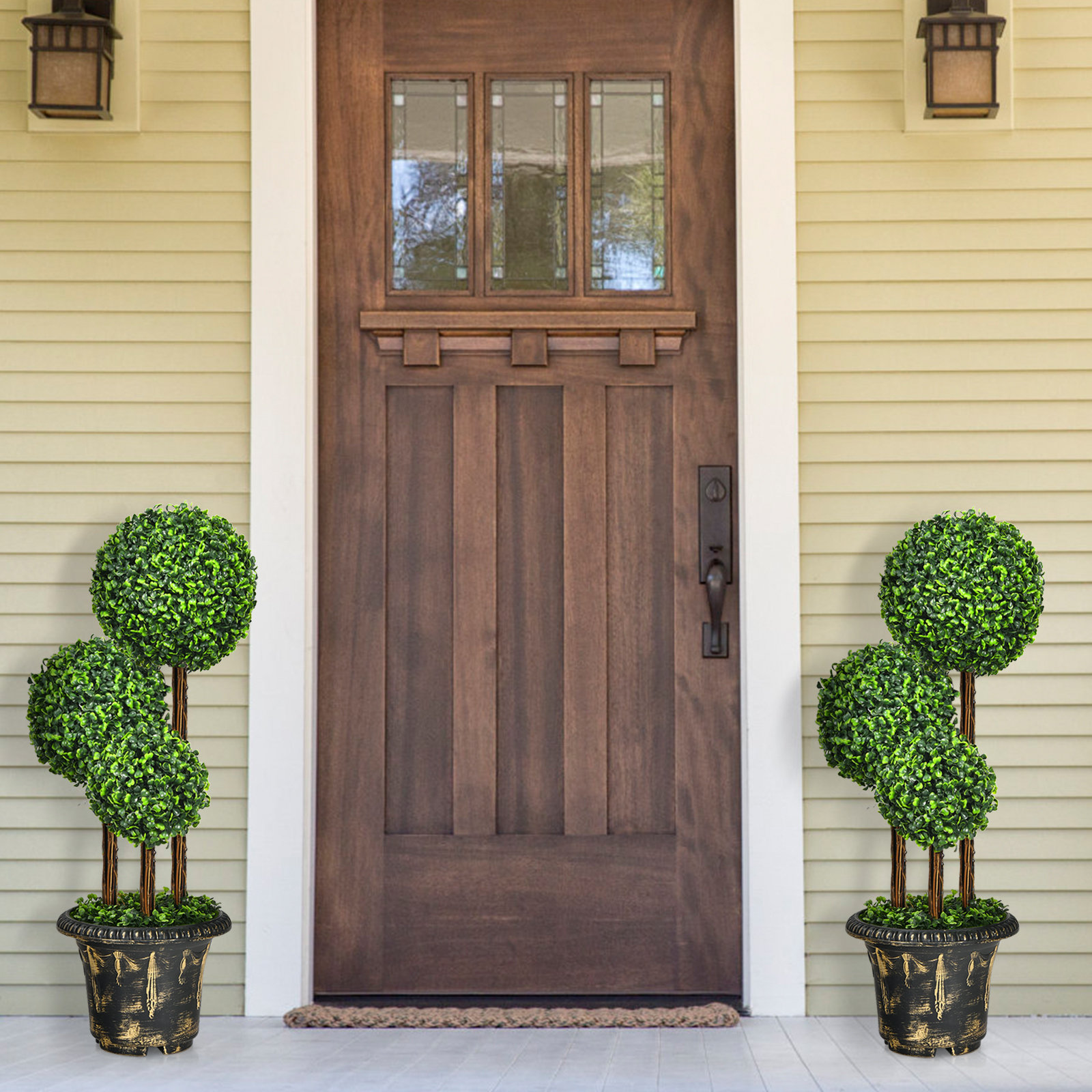 Primrue Artificial Topiary Three Balls Tree Decorative Trees Fake Greenery Plants Indoor&outdoor & Reviews | Wayfair