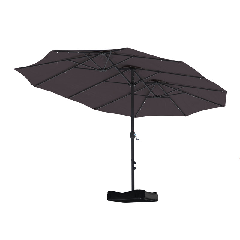 181'' Coffee Double-Sided Patio Umbrella with LED Lights