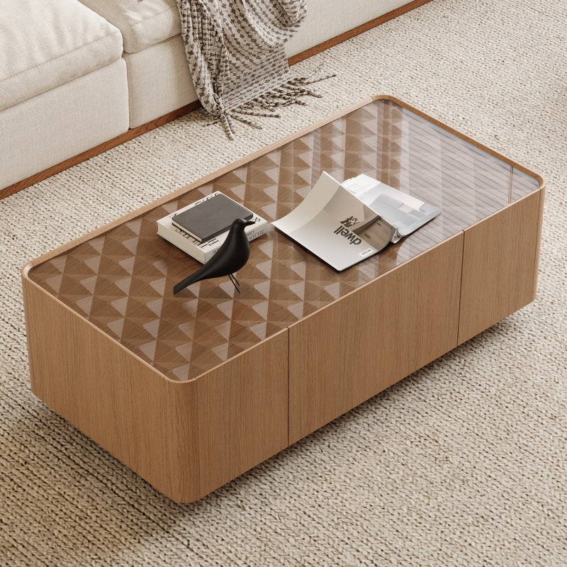 Table basse moderne Mid-Century avec tiroirs de rangement cachés