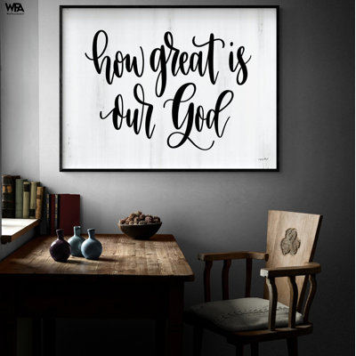 How Great Is Our God, Framed Psalm 145 Print, And Christian Air Bnb Wall Decor, Extra Large God Poster, Pastor Office Decor