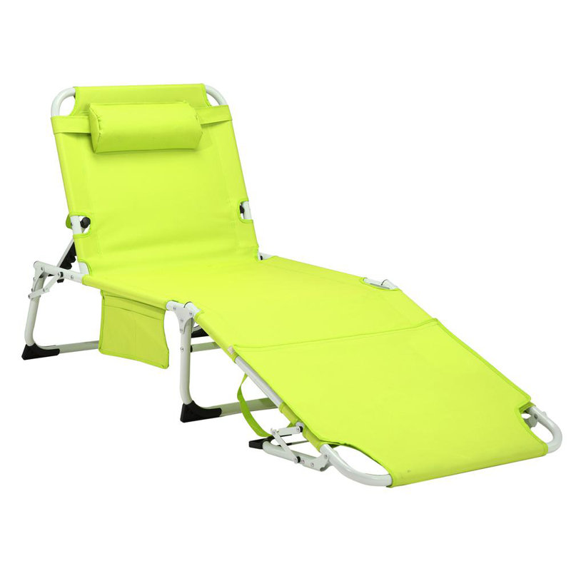 Fauteuil de bronzage avec trou pour le visage, Blanc/vert