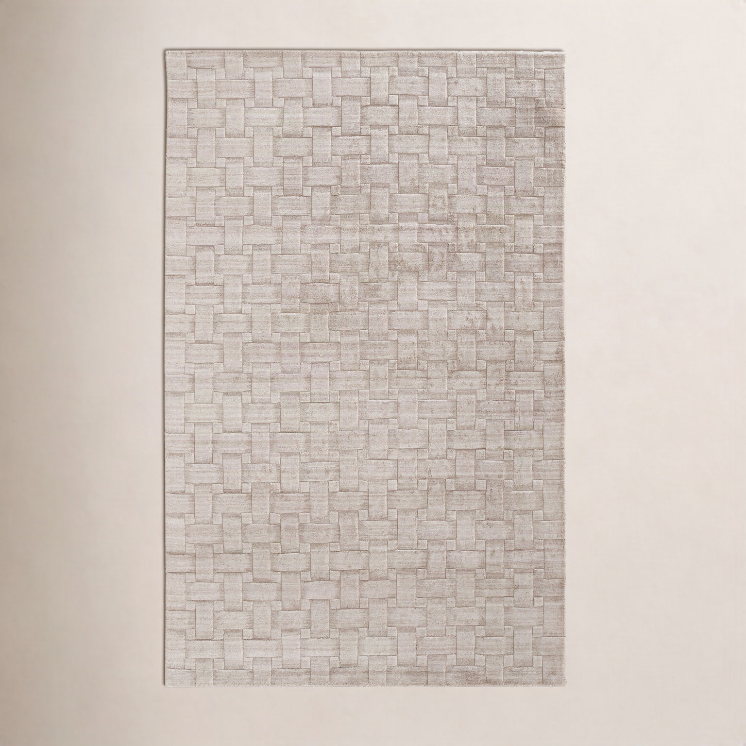 Shanta Beige Hand-Woven Geometric Viscose Rug, Rectangle 8' x 10'