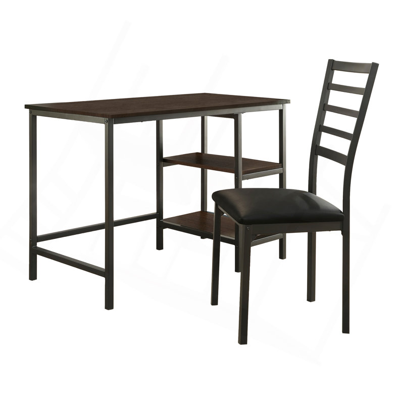 Ensemble de bureau d'écriture 2 pièces avec finition noire en simili cuir