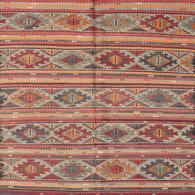 Tapis contemporain rouge / orange / vert