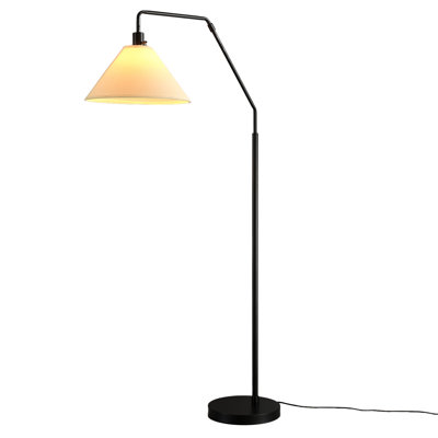 Brimsley 65" Matte Black Floor Lamp with Off-White Tapered Fabric Shade