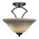 Zilo Semi-Flush 2-Bulbs Shown In Dark Granite Finish With 12" Cayenne Linen Glass
