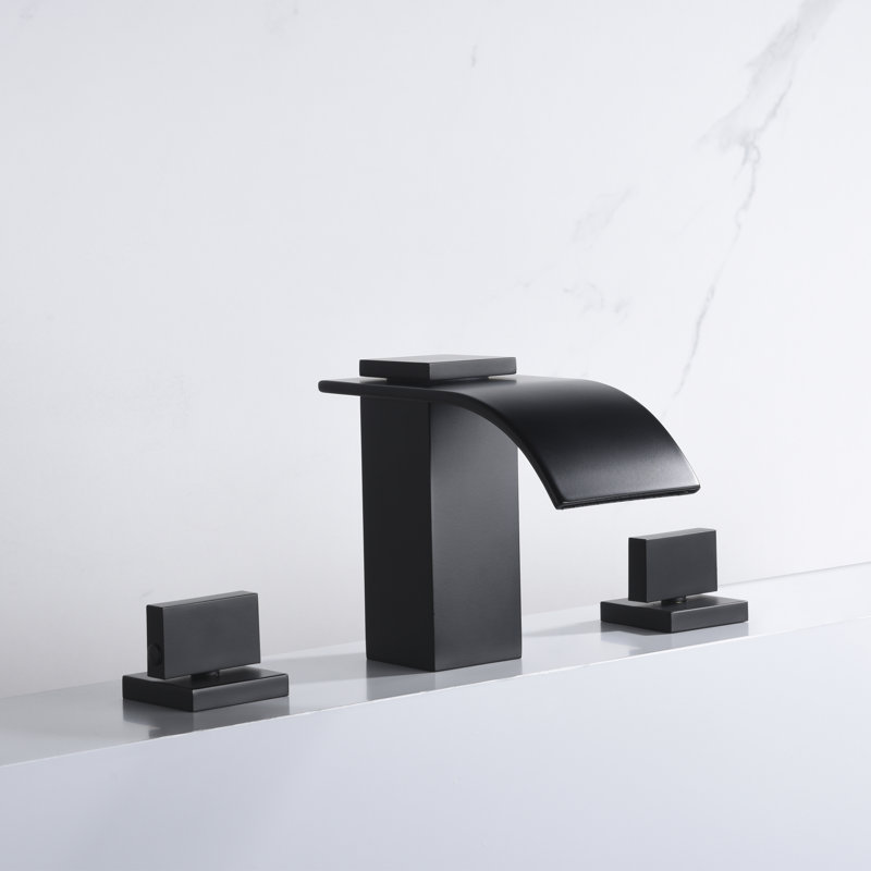 SUMERAIN Deck Mount Waterfall Roman Tub Faucet with Brass Valve, High Flow  Tub Filler with 2 Knob Handle, Matte Black