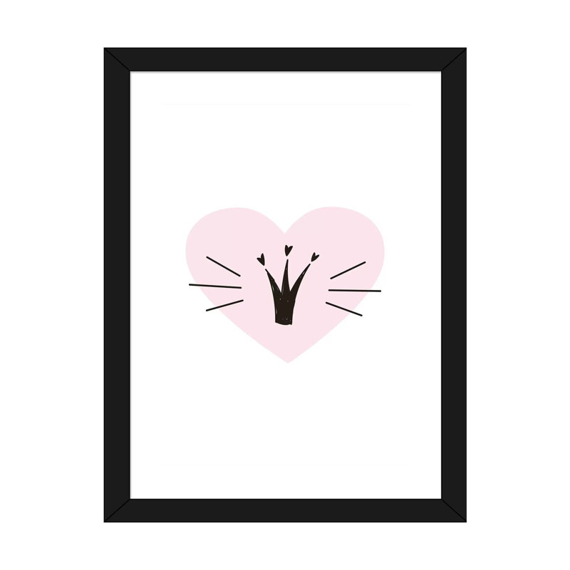 «Heart with Crown», reproduction d'impression, H 32 po x l 24 po x P 1 po, Papier encadré noir, Blanc