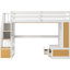 Lit mezzanine double avec bureau, tablettes, tiroirs