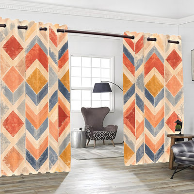 Rideaux occultants à motif géométrique à motif géométrique 2 pièces, rideaux en polyester Boho Rustic Vibe, isolant thermique isolant, réducteur de bruit et protection de la vie privée, rideaux obscurcissants pour salon, chambre à coucher et dortoir