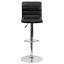 Tabouret de bar à hauteur réglable en vinyle avec dossier à coutures horizontales Clift-17896465-128921556