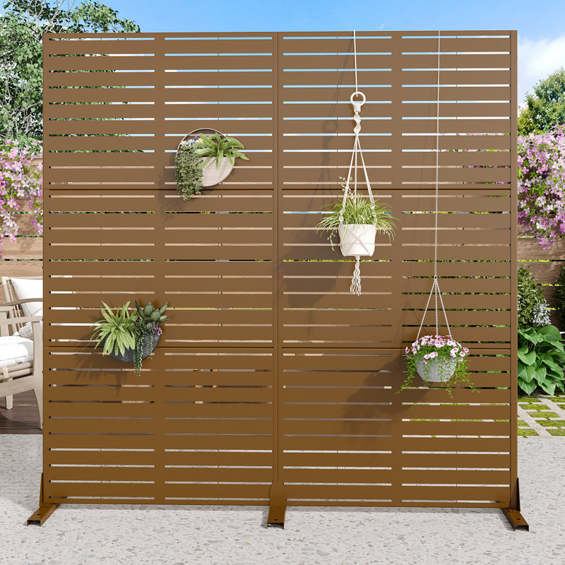 72" Metal Outdoor Privacy Screen, H 72 po x l 72 po x P 16 po, Brun