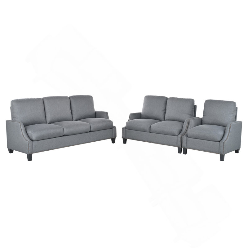 3 Piece Living Room Sofa Sets,Sectional Couch and Loveseat and Armchair Set,Modern 3 Seater Sofa + 2 Seater Couch+ Accent Chair Furniture Set for Apartment