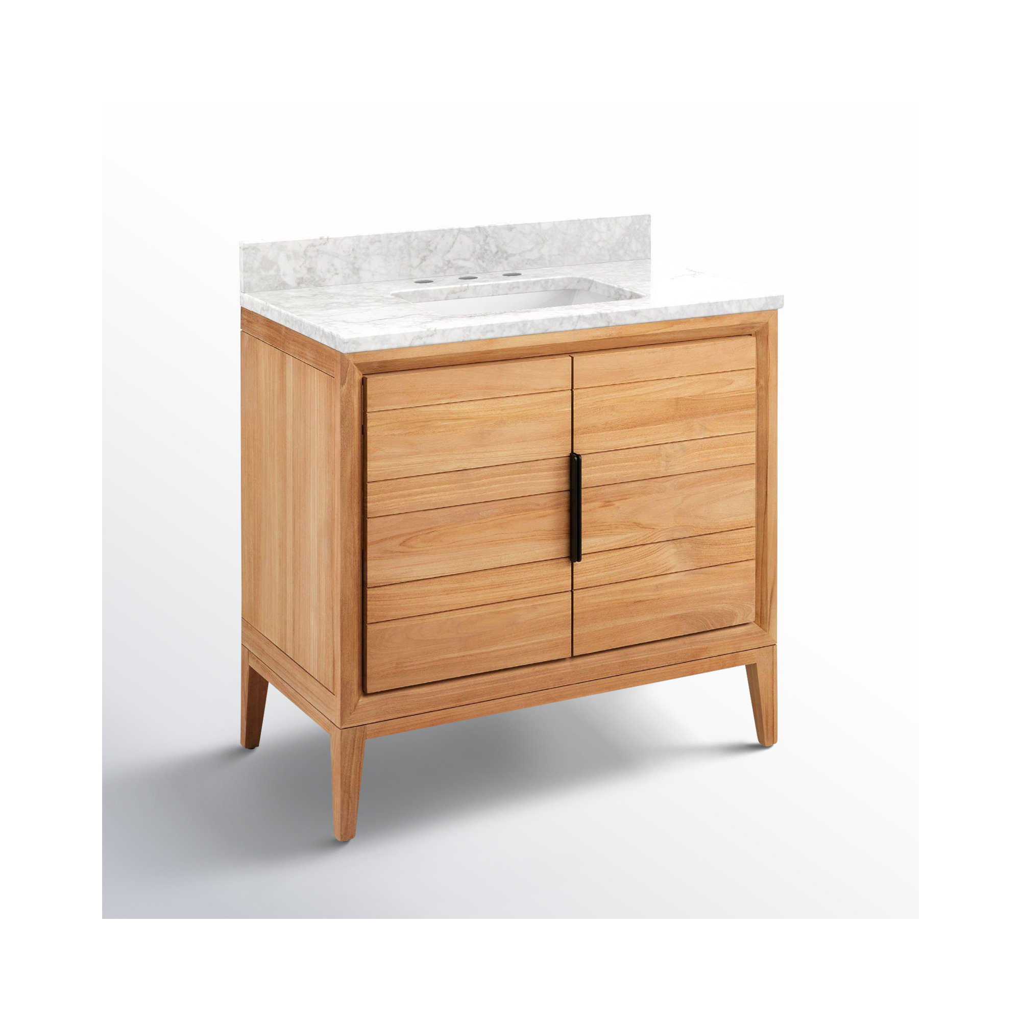 Aliso 36" Single Bathroom Vanity, Carrara Marble, 8" Widespread, Natural Teak