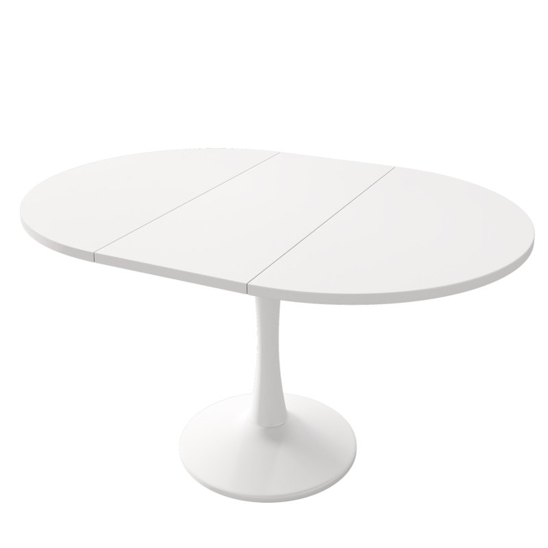 Extendable Round Dining Table, White