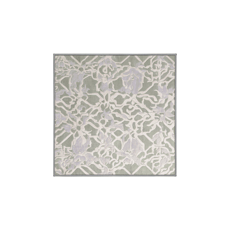 Tapis gris soyeux et moelleux, Carré 6 pi