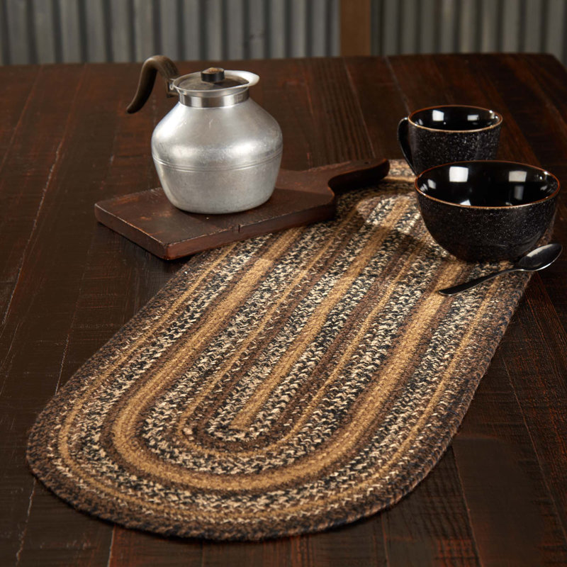Birtwhistle Geometric Oval Table Runner, Chestnut Brown/Country Black/Dark Tan