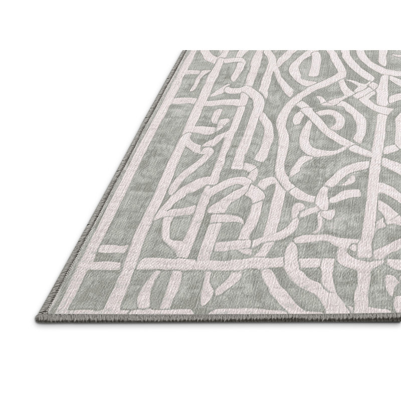Machine Washable Gray Area Rug, Rectangle 3' x 5'