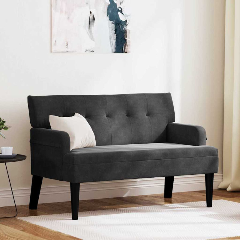 Banc Chesterfield Vidaxl noir 44,09 po x 25,79 po x 29,53 po en velours, Noir
