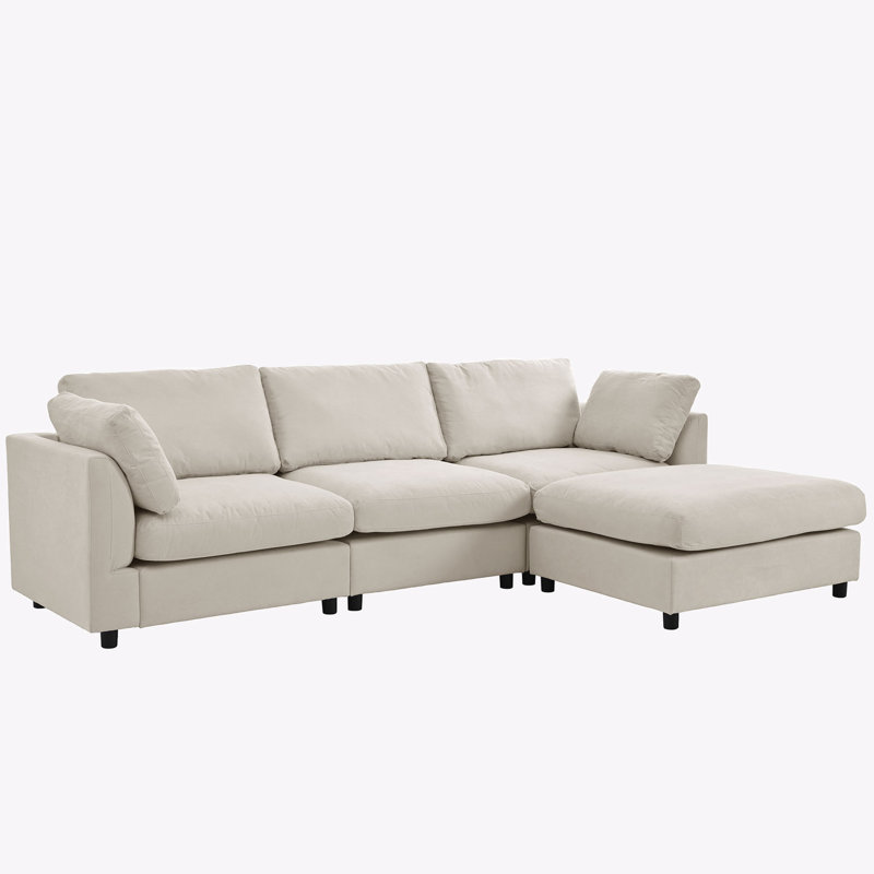 Canapé modulaire 5 pièces Tynan, 100 % polyester beige