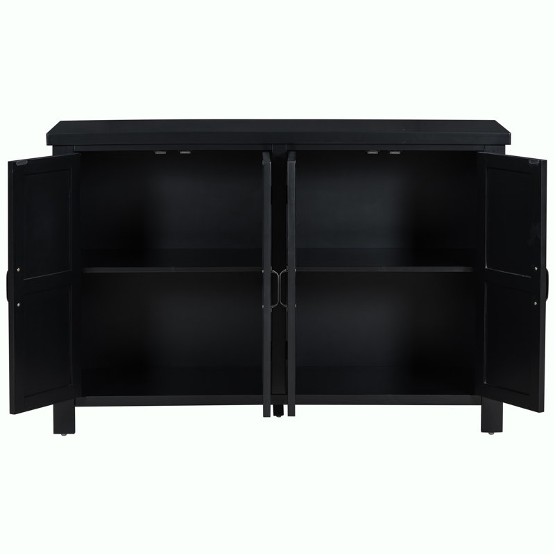 Console avec rangement et armoire de rangement, Noir, noir, noir, noir