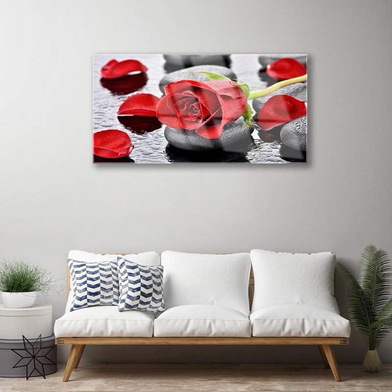 Rose Stones Floral - No Frame Print on Glass