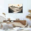 Art mural rétro avec chaîne de montagnes avec pins et soleil orange-1161603540