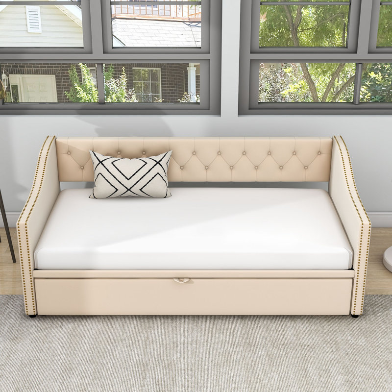Lit de jour en velours avec couchette, Beige