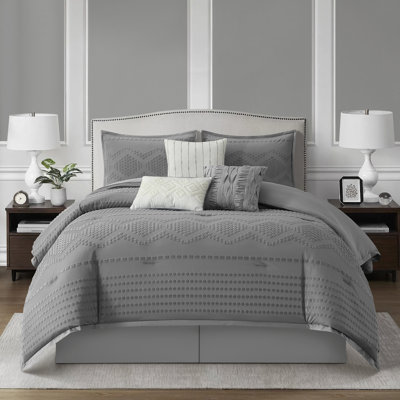 Whitely 7 Piece Geometric Jacquard Comforter Set