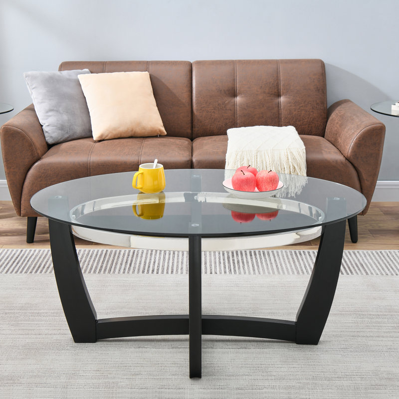 Table basse moderne avec plateau en verre et base en métal de la collection Wexford