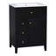 Meuble-lavabo gris 24 po avec lavabo, panneau de fibres à densité moyenne et bois d'hévéa, 3 tiroirs et armoire avec tablettes réglables-24454165