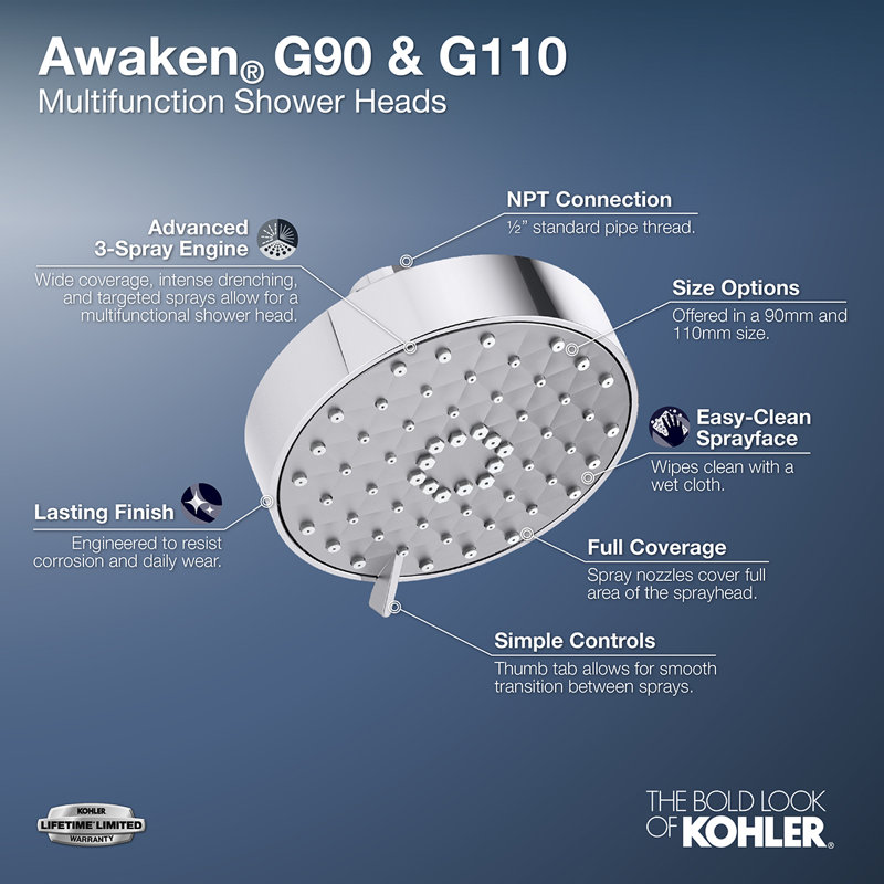 Awaken G90 1.75 Gpm Multifunction Showerhead