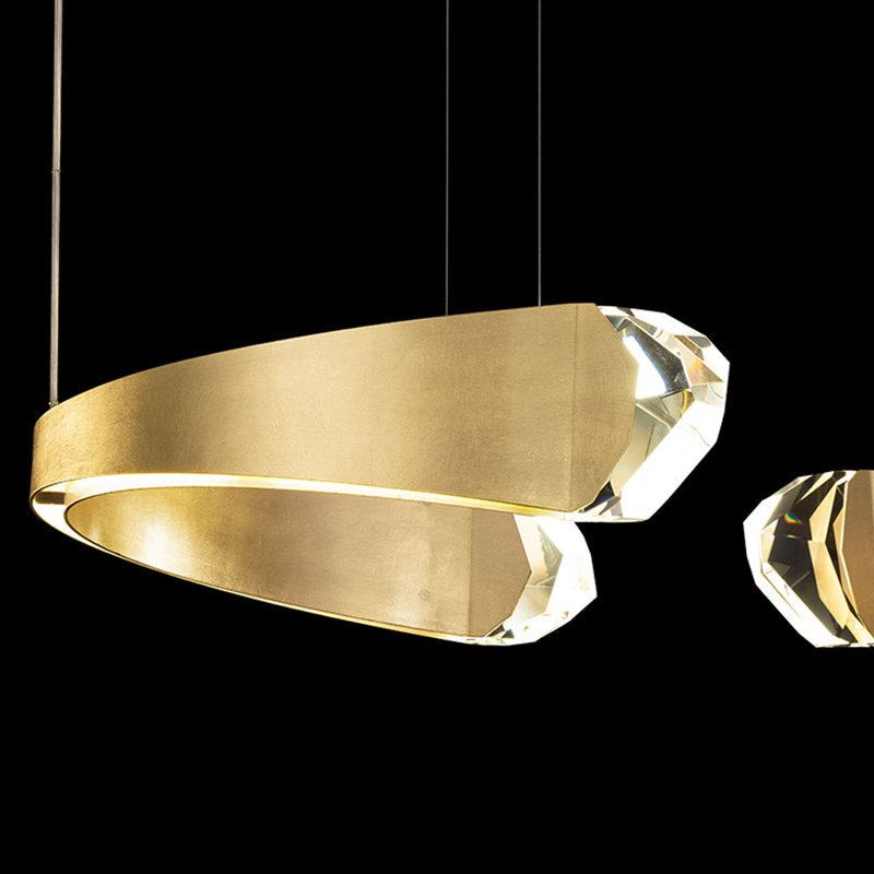 Strata 12 - Light LED Unique/Statement Pendant, Gold Leaf