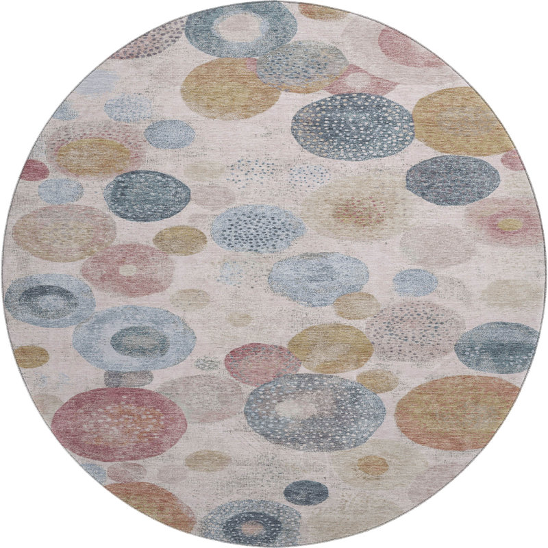 Tapis géométrique de qualité supérieure lavable à la machine Jakiyra AMF1896, Rond 8 pi