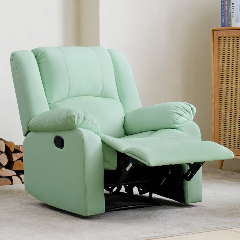 Fauteuil inclinable manuel en similicuir Hayesville, Bleu clair