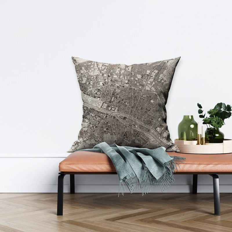 Paris Industrial Beige Poly Twill Throw | Home Decor Accent – Throw Pillow Cover Only, Double-Sided Print, Insert Not Included