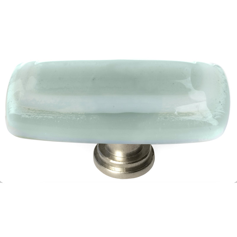 Stratum Rectangular Knob, Satin Nickel, Spruce Green