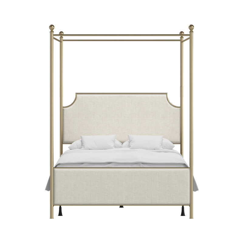Olague Low Profile Canopy Bed, Queen, Champagne/Ivory