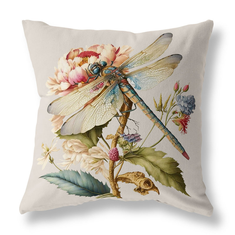 Dragonfly's Paradise Reversible Throw Pillow, 18"H x 18"W