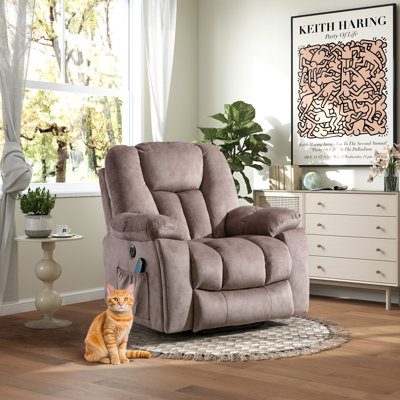  Fauteuil inclinable électrique de massage surdimensionné de 41 po avec fauteuils inclinables électriques chauffants avec porte-gobelet dissimulé, port USB et rembourrage ultra doux 