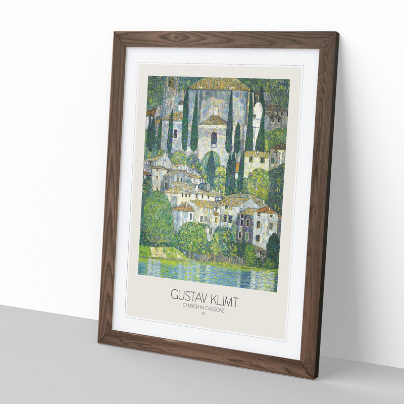 Church in Cassone with Border by Gustav Klimt - Picture Frame Graphic Art Print on MDF, 65cm H x 48cm W x 2cm D