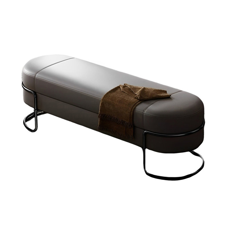Banc rembourré en cuir, Gris