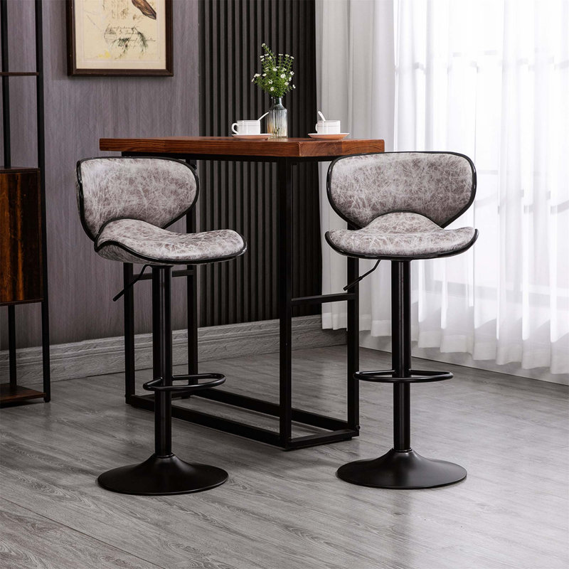 Bigvai Adjustable Height Counter Stool with Metal Frame, Grey