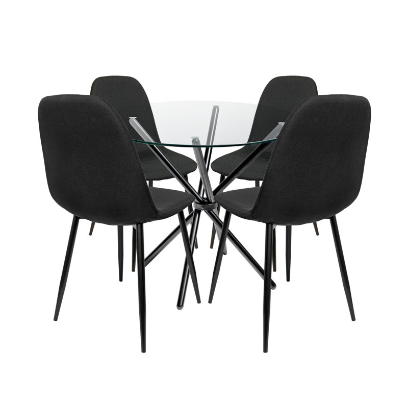 Rousseau 4 - Person Dining Set, Black, Black